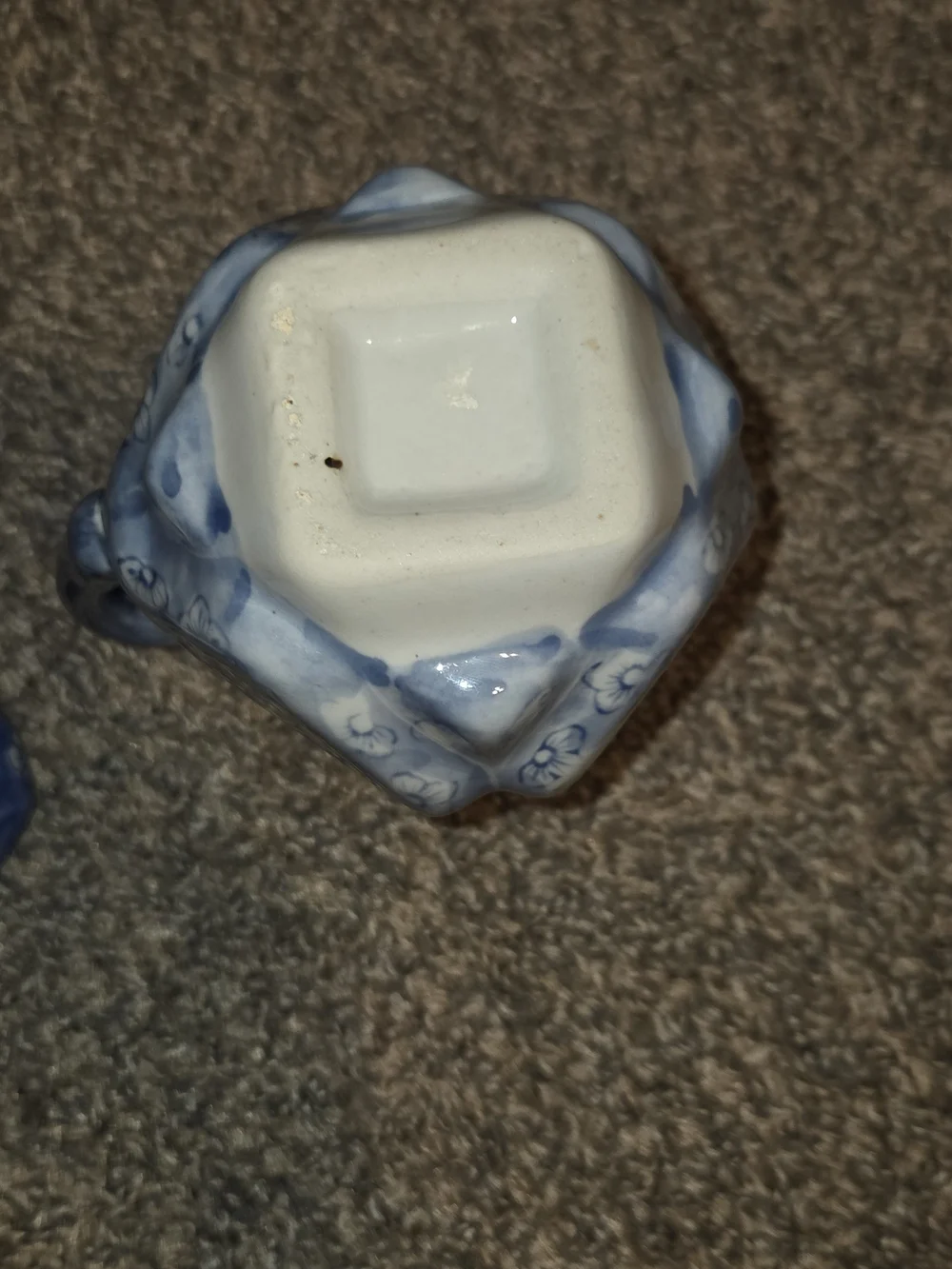 Blue and White Ceramic Teapot - Floral Pattern Home Art